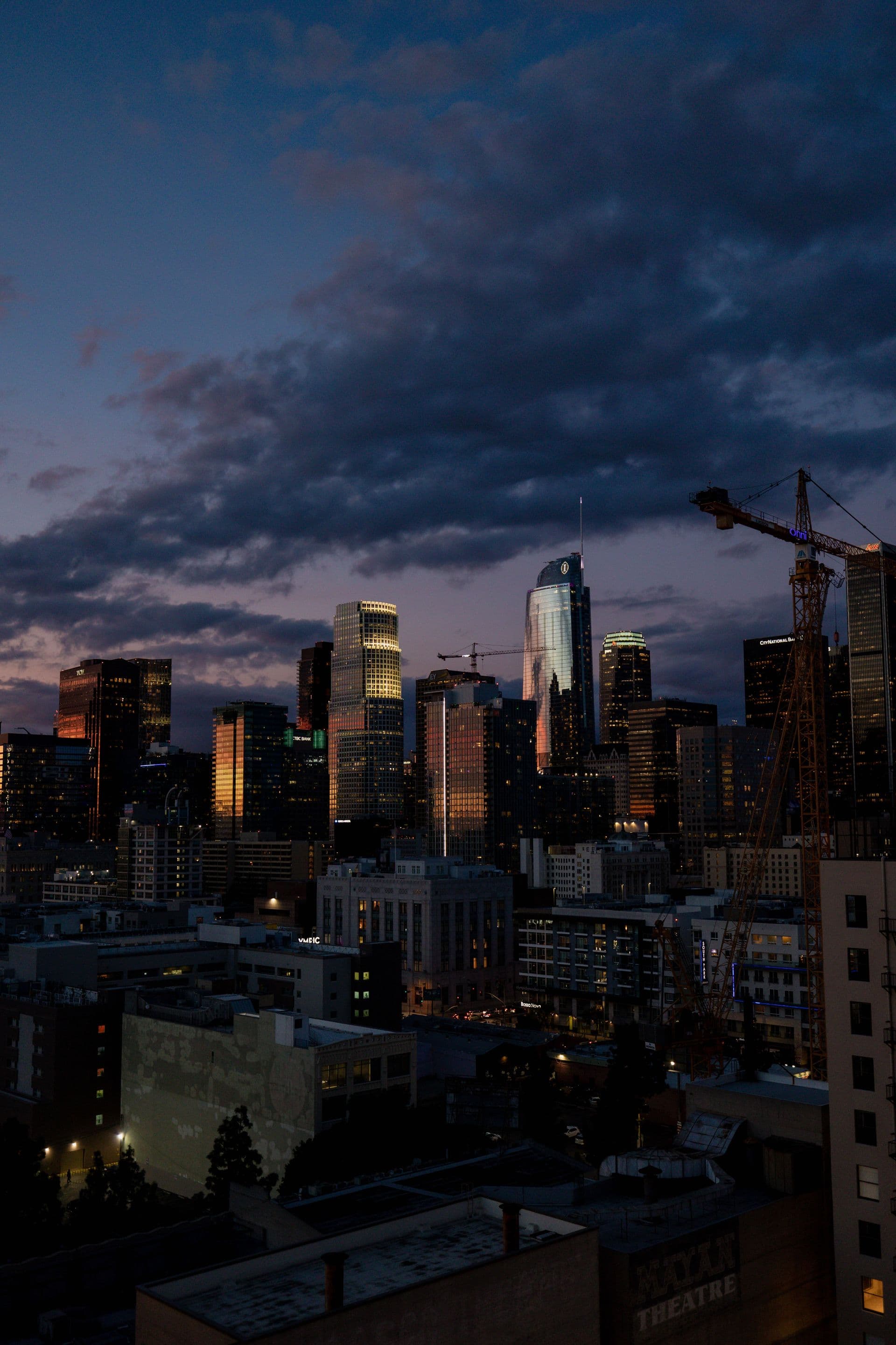 Downtown Los Angeles skyline at dusk
